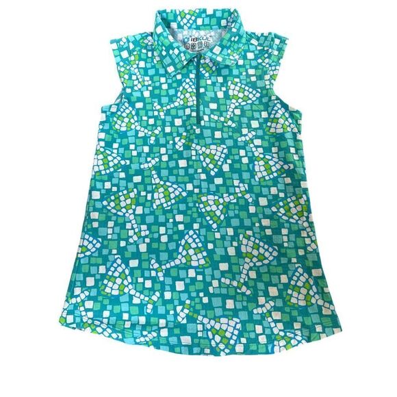 IBKUL Womens Golf Top Size XS Mosaic Wine Time Sleeveless Stretch Half Zip Tank - Picture 1 of 4